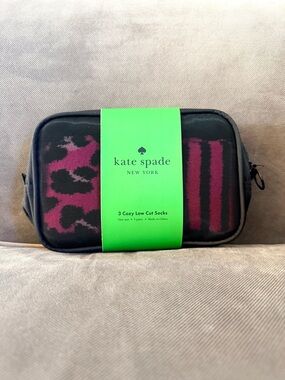 ♠️Kate Spade New York "3 Cozy Low Cut Socks" gift set Pink and Black NWT